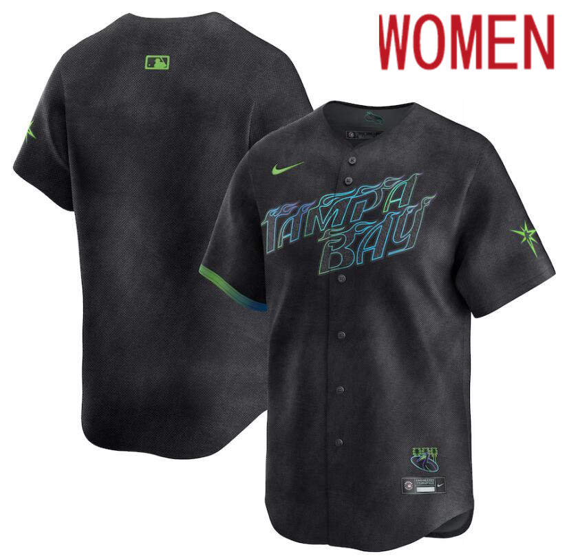 Women Tampa Bay Rays Custom Nike MLB Limited City Connect Black 2024 Jersey